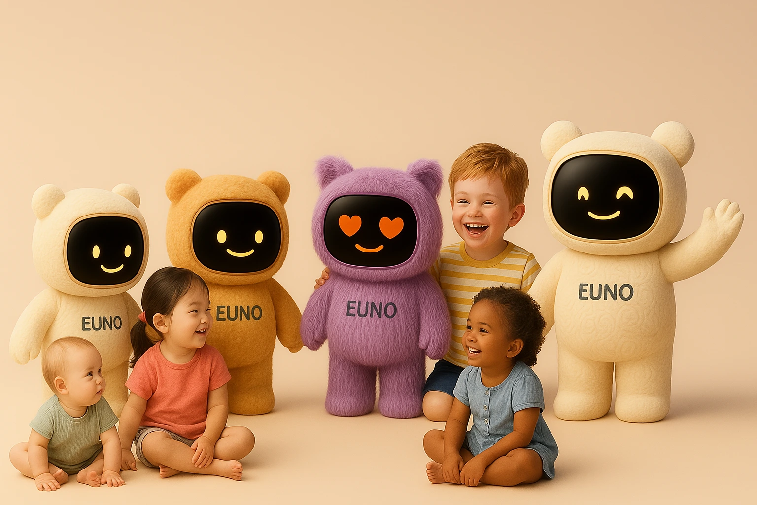Enfant jouant et explorant le monde aux côtés du robot Euno
